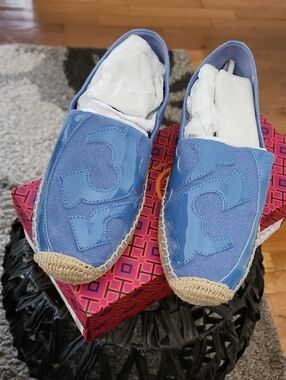 NIB Tory Burch Light Blue Espadrille Slip-On Shoes